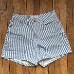 Abercrombie & Fitch Blue and White Jean Shorts High-Waisted